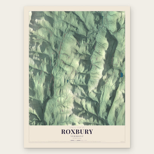 Roxbury, Vermont map print, the full design