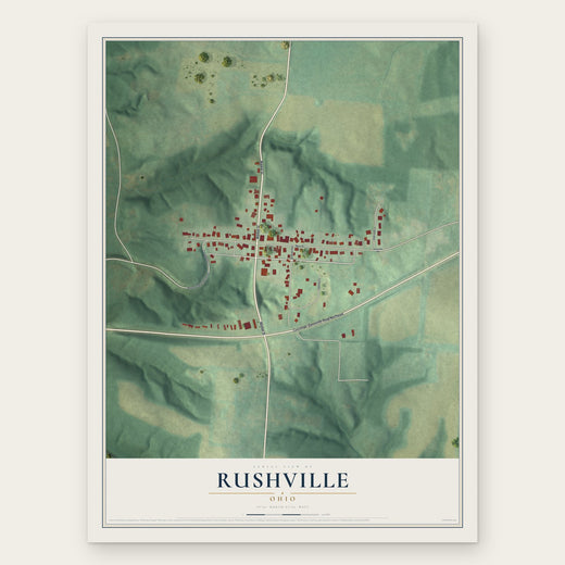 Rushville, Ohio map print, the full design