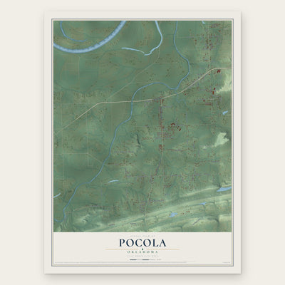 Pocola, Oklahoma map print, the full design