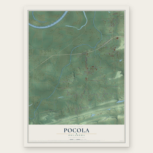 Pocola, Oklahoma map print, the full design