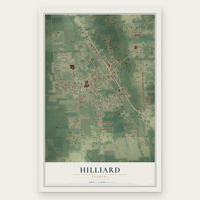 Hilliard, Florida map print, the full design