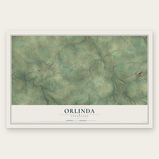 Orlinda, Tennessee map print, the full design