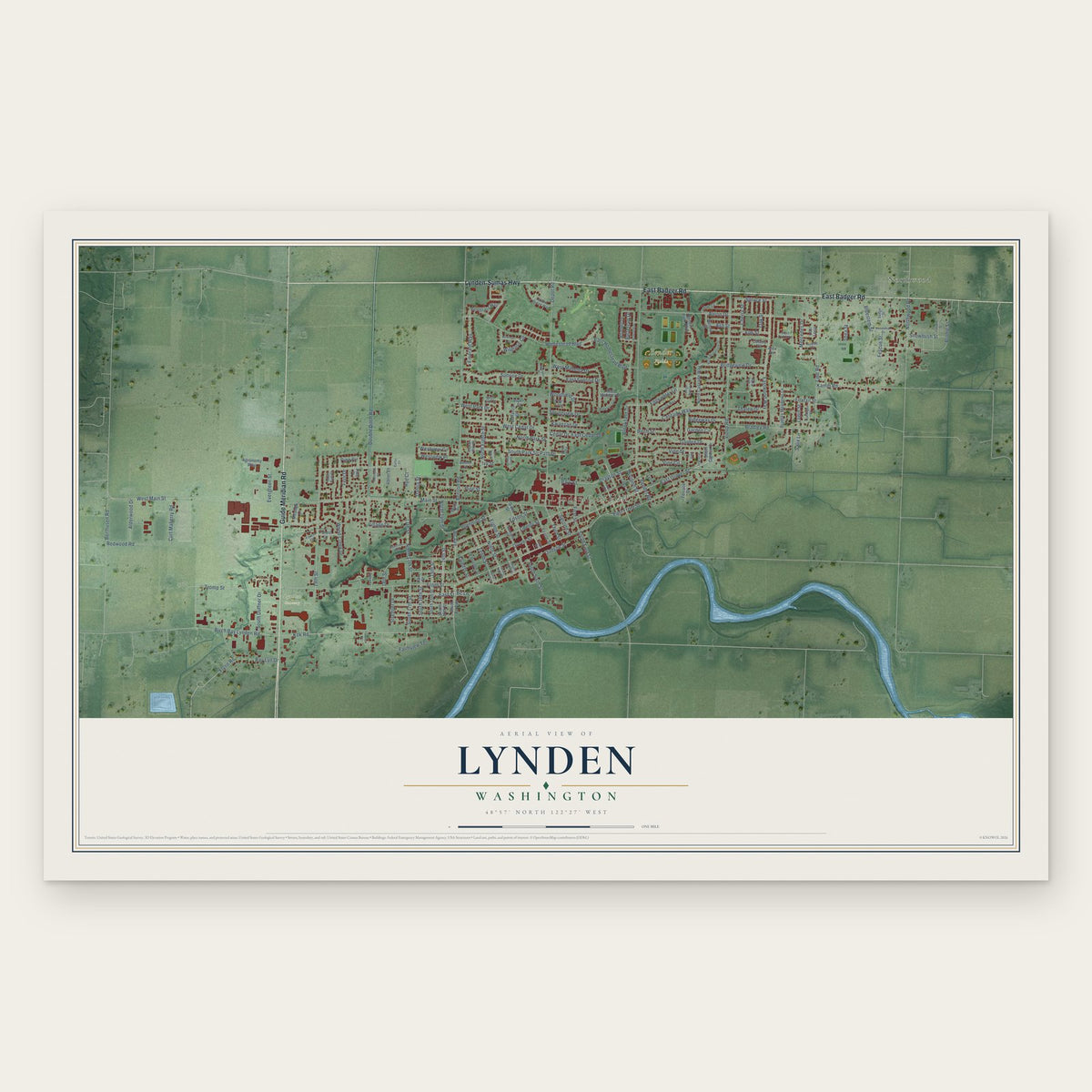 Lynden, Washington map print, the full design