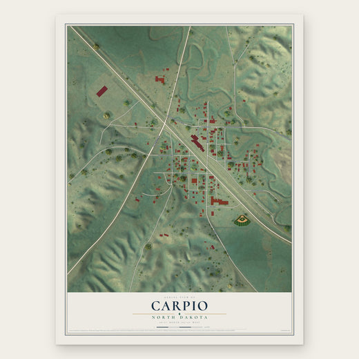 Carpio, North Dakota map print, the full design
