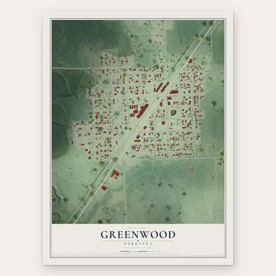 Greenwood, Nebraska map print, the full design