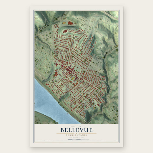 Bellevue, Pennsylvania map print, the full design