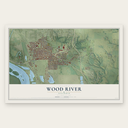 Wood River, Illinois map print, the full design