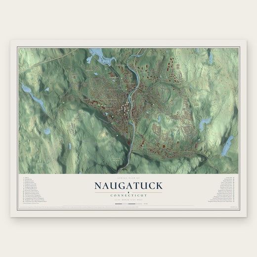Naugatuck, Connecticut map print, the full design