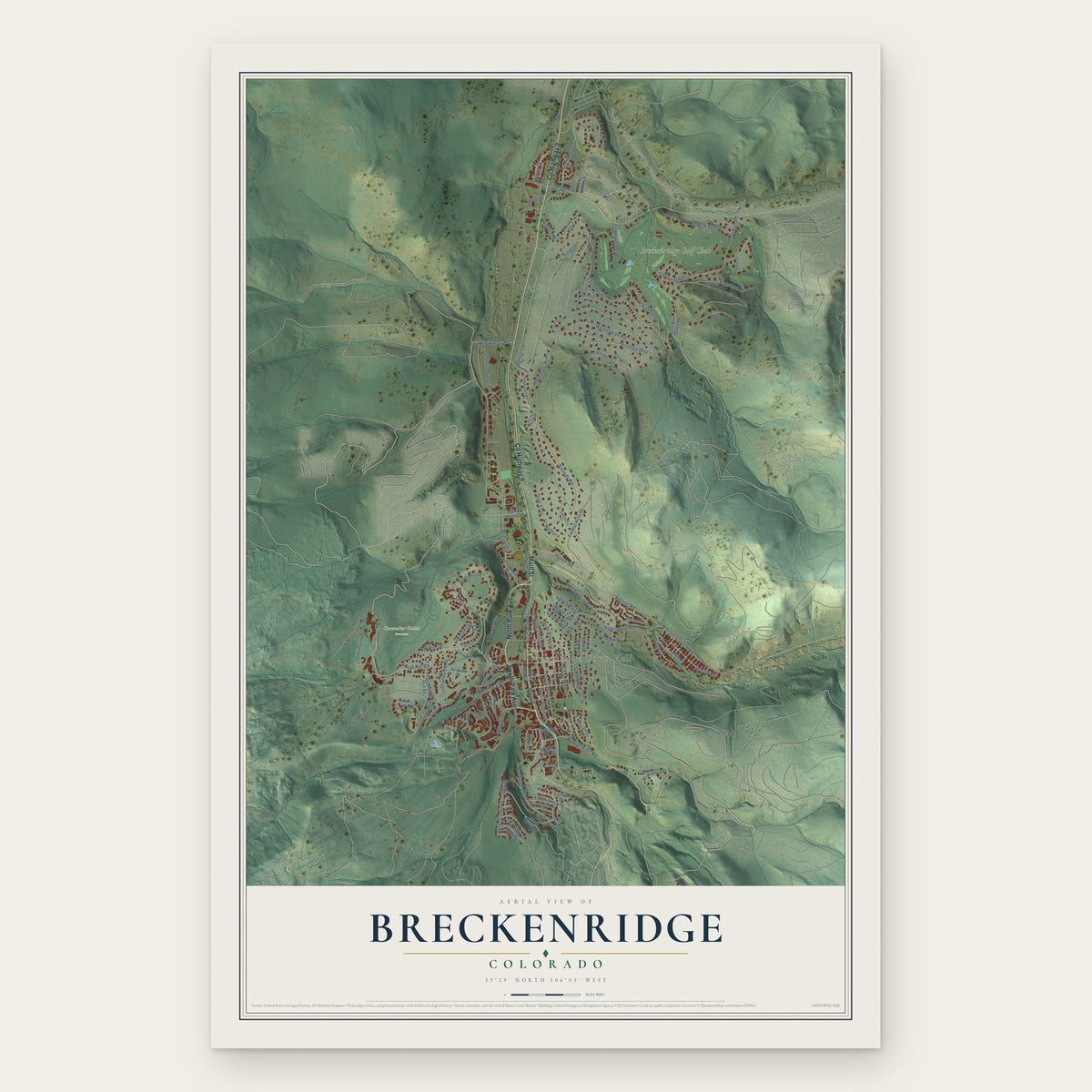 Breckenridge, Colorado map print, the full design