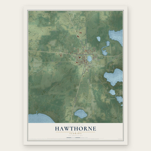 Hawthorne, Florida map print, the full design