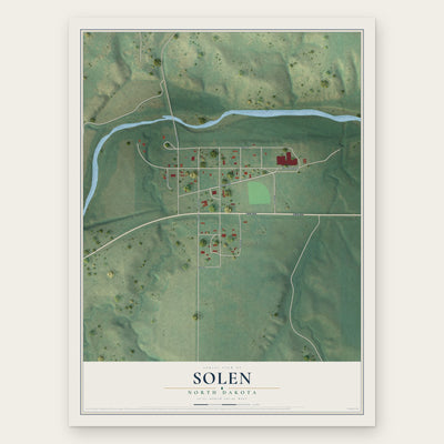 Solen, North Dakota map print, the full design