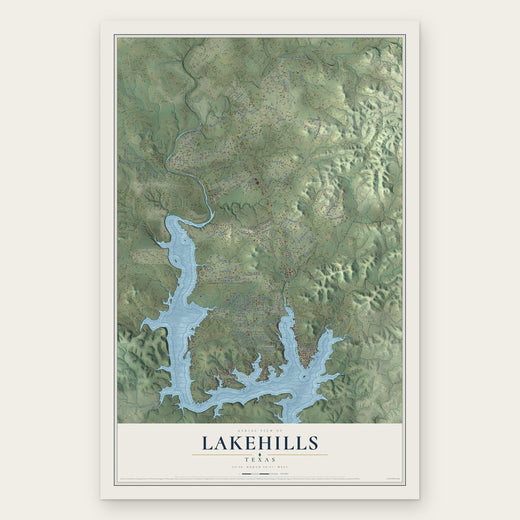 Lakehills, Texas map print, the full design