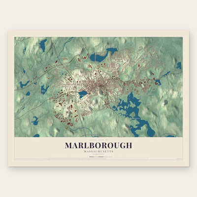 Marlborough, Massachusetts map print, the full design