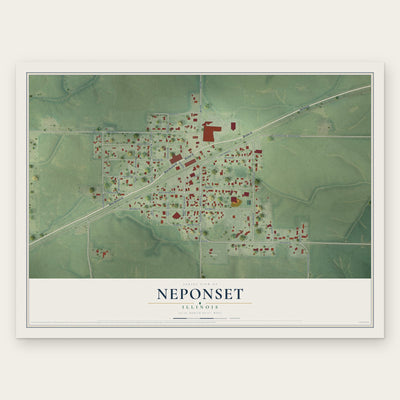 Neponset, Illinois map print, the full design