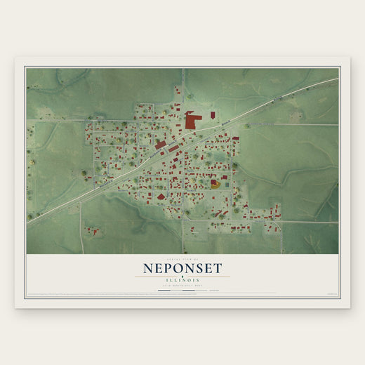 Neponset, Illinois map print, the full design