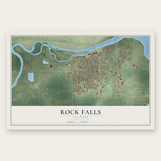 Rock Falls, Illinois map print, the full design