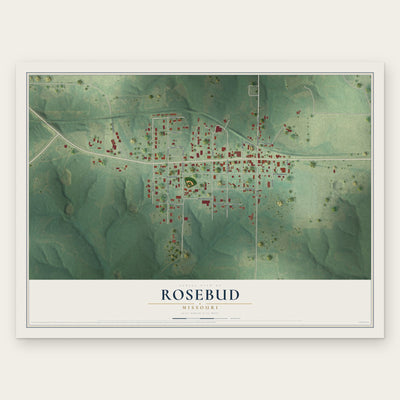 Rosebud, Missouri map print, the full design