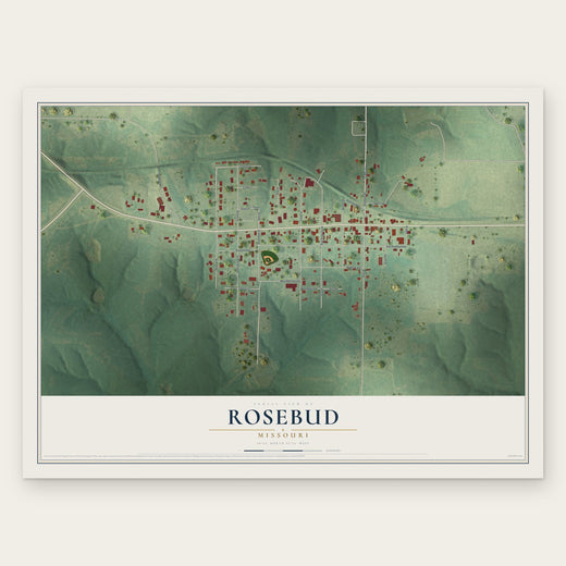 Rosebud, Missouri map print, the full design