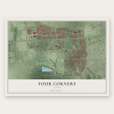 Four Corners, Texas map print, the full design