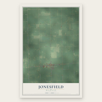 Jonesfield, Michigan map print, the full design
