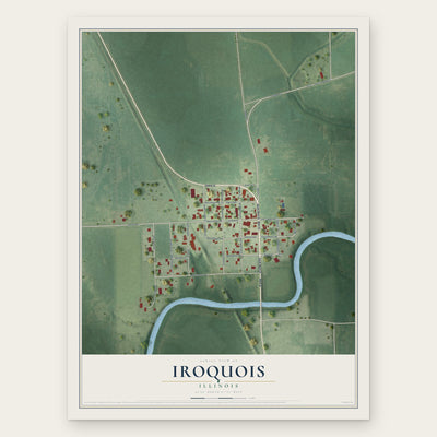 Iroquois, Illinois map print, the full design