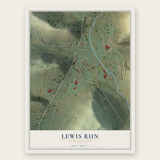 Lewis Run, Pennsylvania map print, the full design