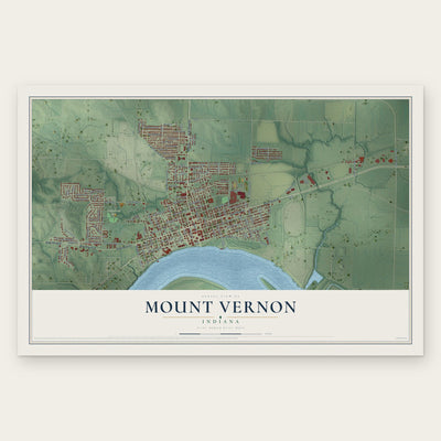 Mount Vernon, Indiana map print, the full design