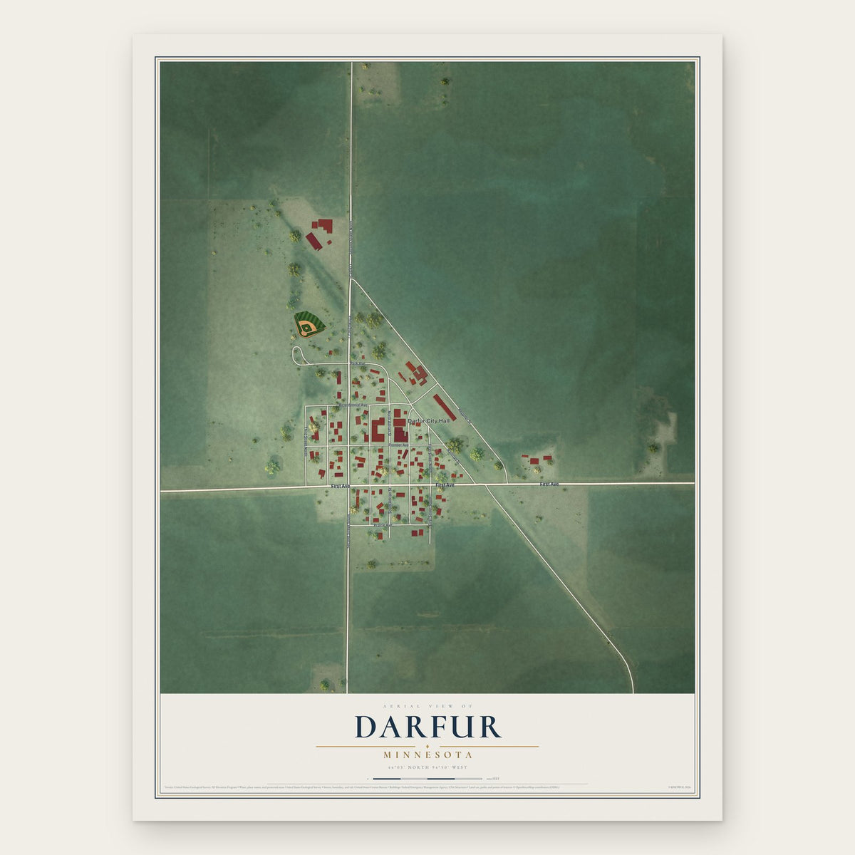 Darfur, Minnesota map print, the full design
