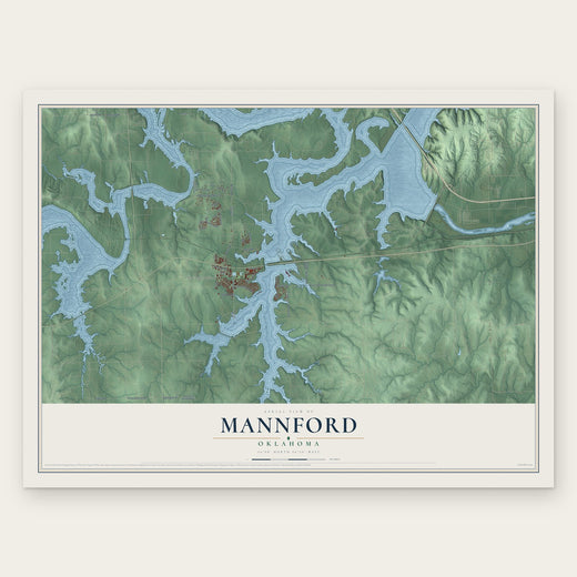 Mannford, Oklahoma map print, the full design
