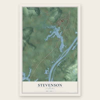 Stevenson, Alabama map print, the full design