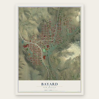 Bayard, New Mexico map print, the full design