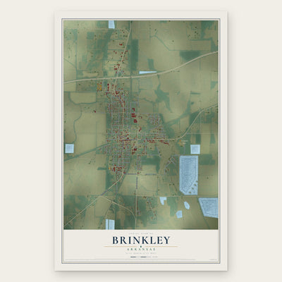 Brinkley, Arkansas map print, the full design