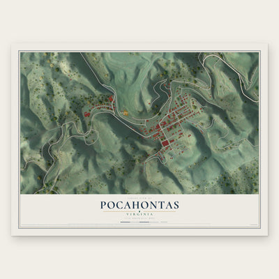 Pocahontas, Virginia map print, the full design