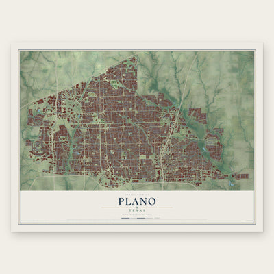 Plano, Texas map print, the full design