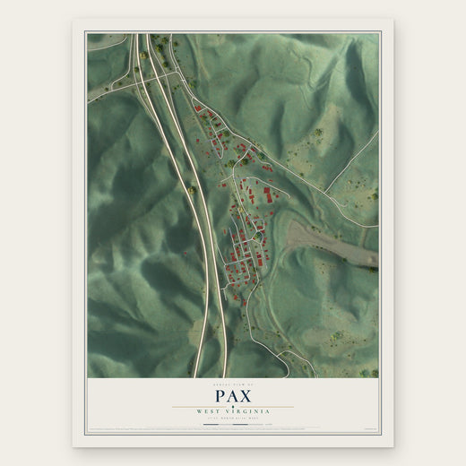 Pax, West Virginia map print, the full design