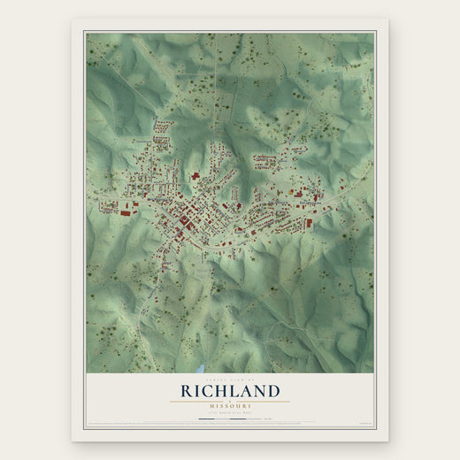 Richland, Missouri map print, the full design