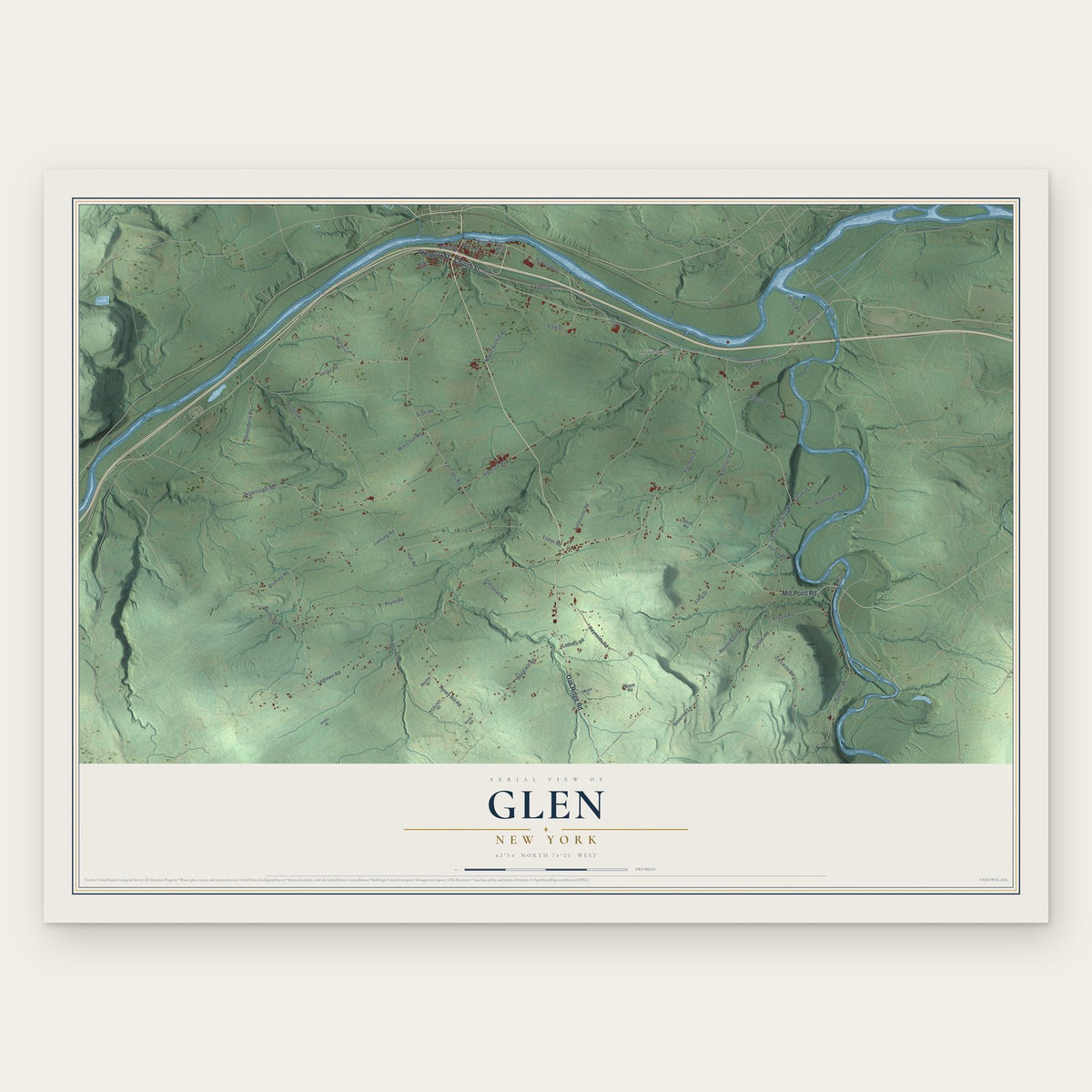 Glen, New York map print, the full design