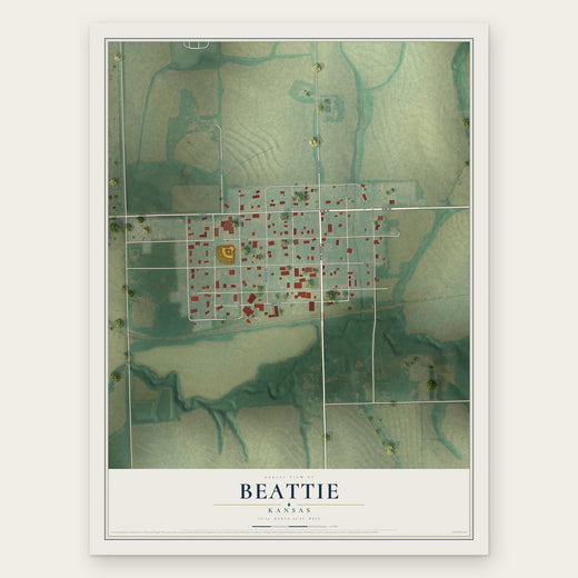 Beattie, Kansas map print, the full design
