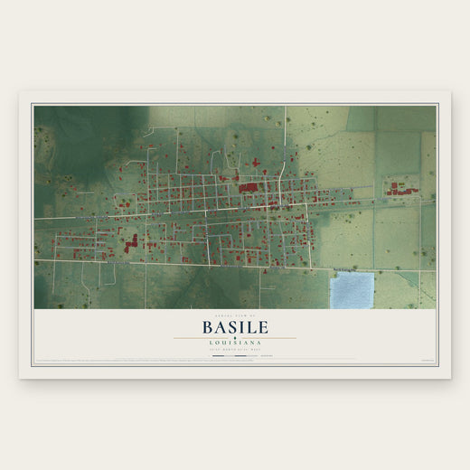 Basile, Louisiana map print, the full design