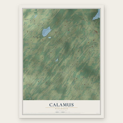 Calamus, Wisconsin map print, the full design