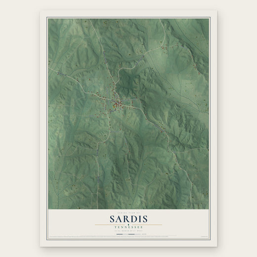 Sardis, Tennessee map print, the full design