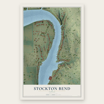 Stockton Bend, Texas map print, the full design