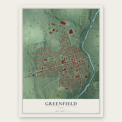 Greenfield, Ohio map print, the full design