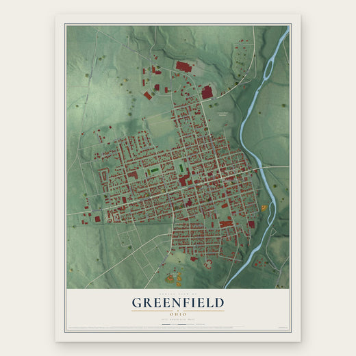 Greenfield, Ohio map print, the full design