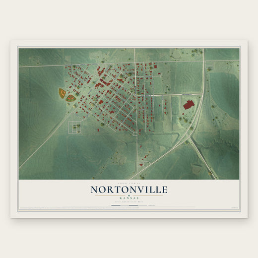 Nortonville, Kansas map print, the full design