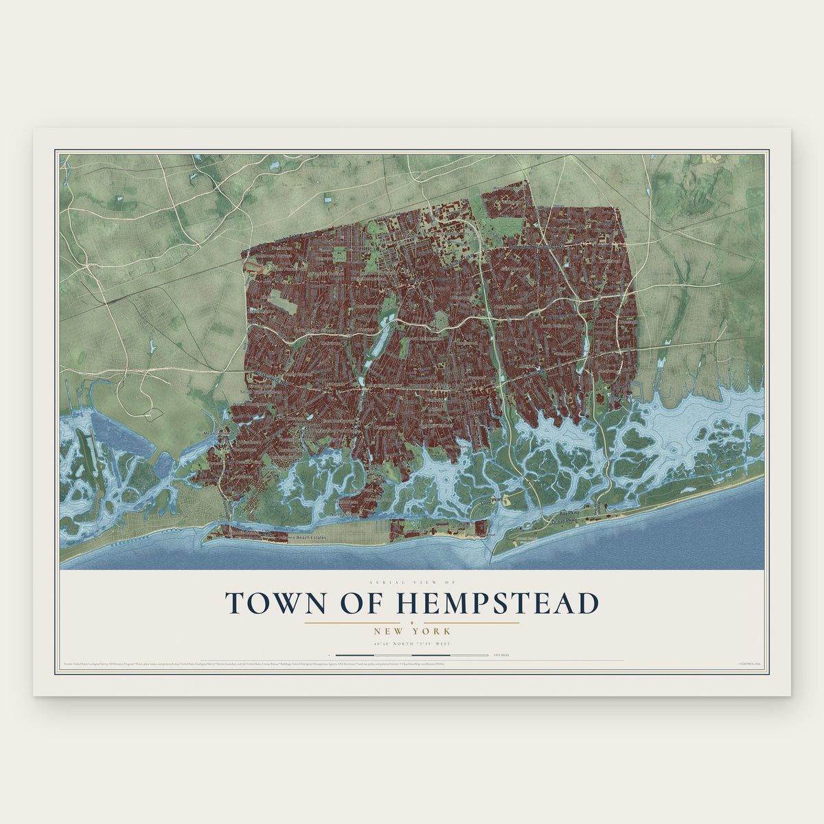 Town of Hempstead, New York map print, the full design
