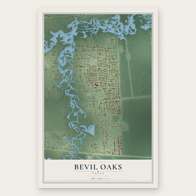 Bevil Oaks, Texas map print, the full design