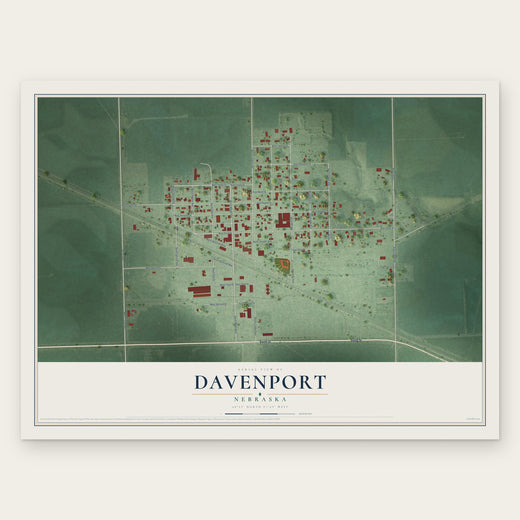Davenport, Nebraska map print, the full design