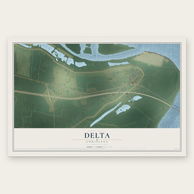 Delta, Louisiana map print, the full design