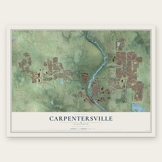 Carpentersville, Illinois map print, the full design